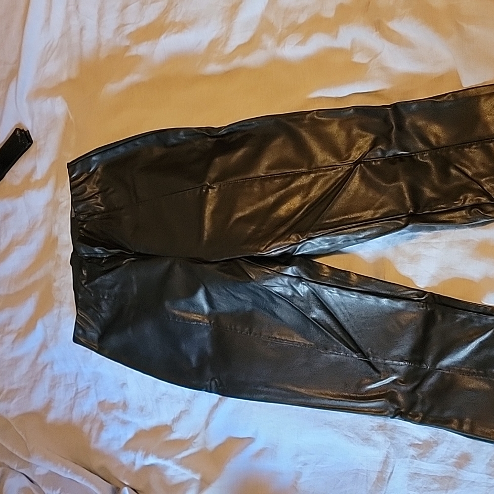 High waist faux leather pants